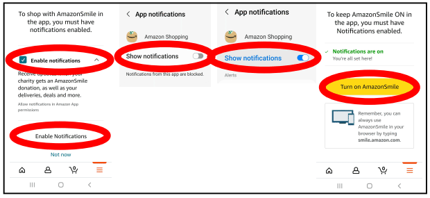Amazon Smile Instructions App Enable Notifications