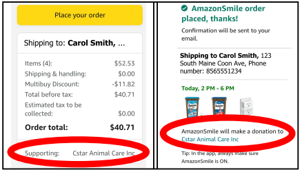 Amazon Smile Instructions Confirm CSTAR Support