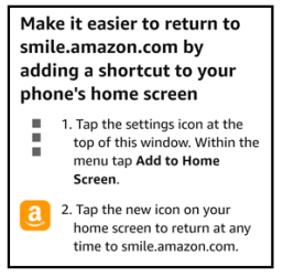 Amazon Smile Instructions Set Up Shortcut